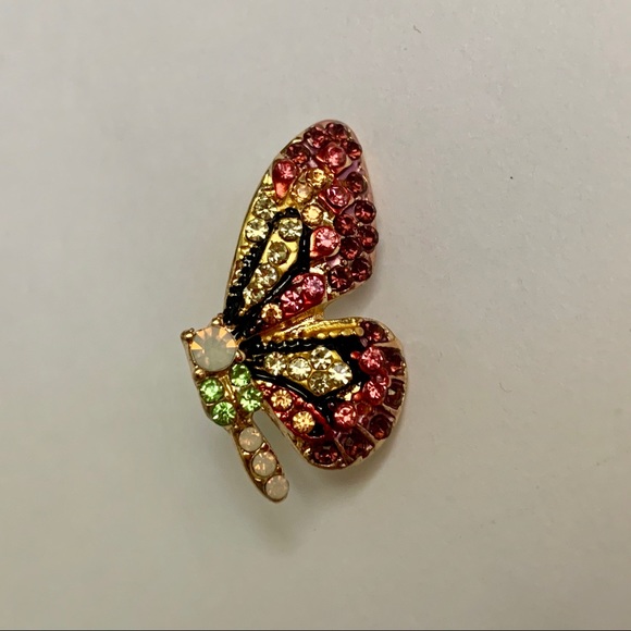 Pave Butterfly Wings Golden Earrings NEW - Picture 8 of 12